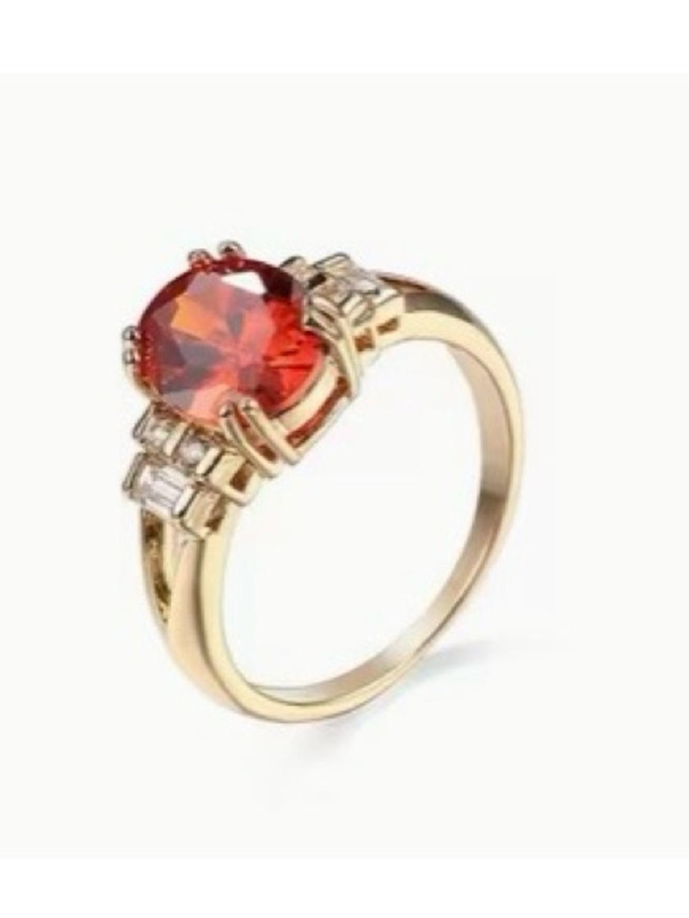 Gold Tone Red Zircon Stone Ring